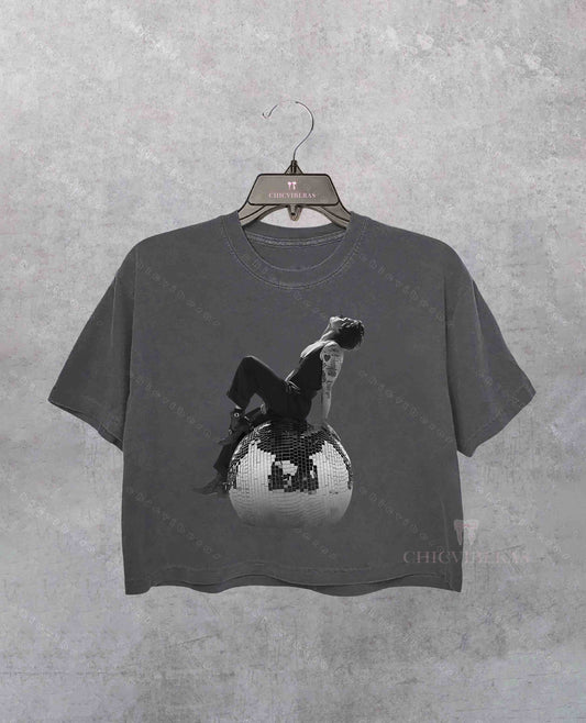 Harry Kiss All The Time Disco Ball Crop Shirt