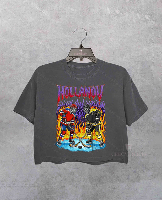 Vintage Hollanov Ice Hockey Heated Rivalry Crop Shirt