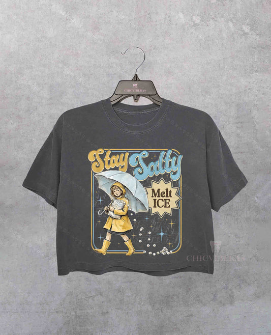 Subtle Anti Ice Stay Salty Crop Shirt