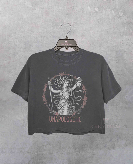 Unapologetic Medusa Feminist Crop Shirt