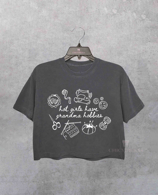 Vintage Style Grandma Core Crop Shirt