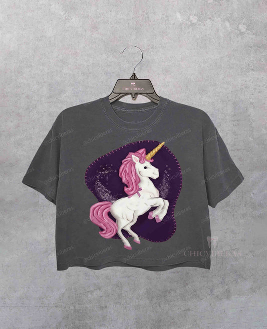 Hilary Duff Y2K Lizzie Unicorn Crop Shirt