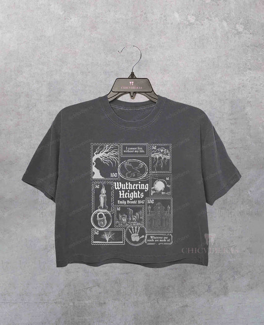 Wuthering Heights Literary Stamp Crop Shirt