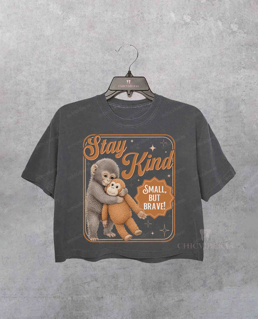 Be Kind Viral Punch Monkey Crop Shirt