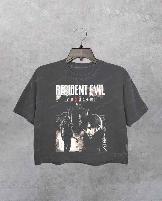 Limited Distressed Leon Kennedy Fan Crop Shirt