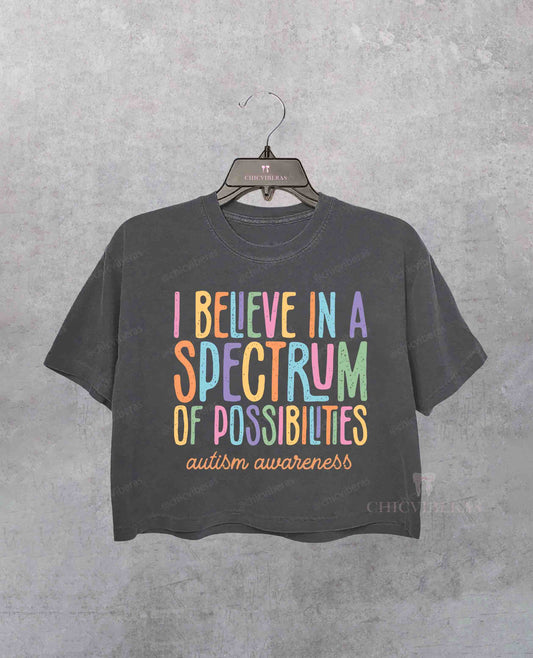 Autism Awareness Spectrum of Possibilities Crop Shirt