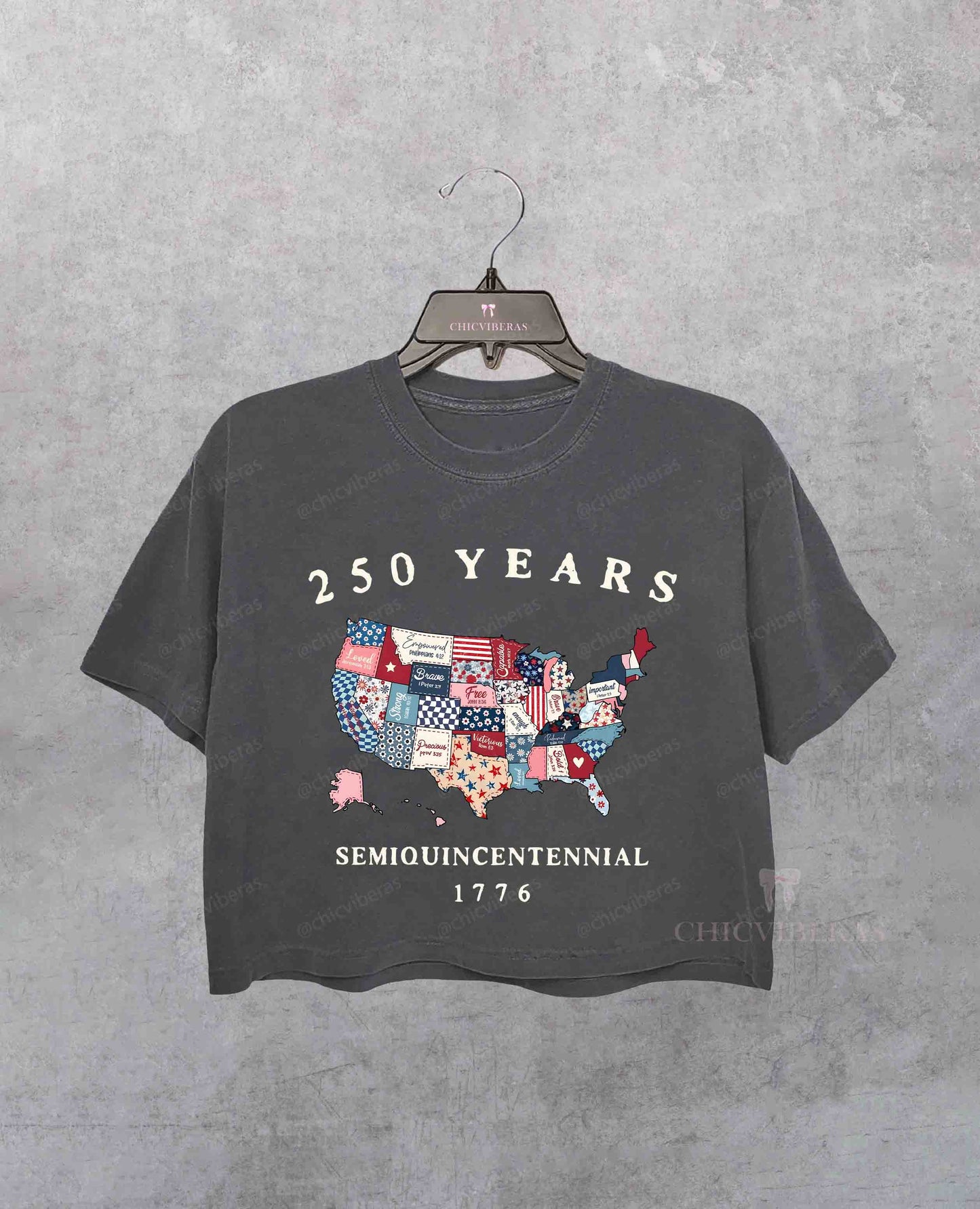 Usa 250 Map Independence Day Crop Shirt