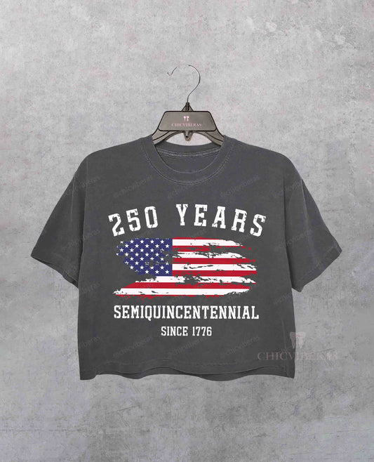 Independence Day Celebrate 250th Anniversary Crop Shirt