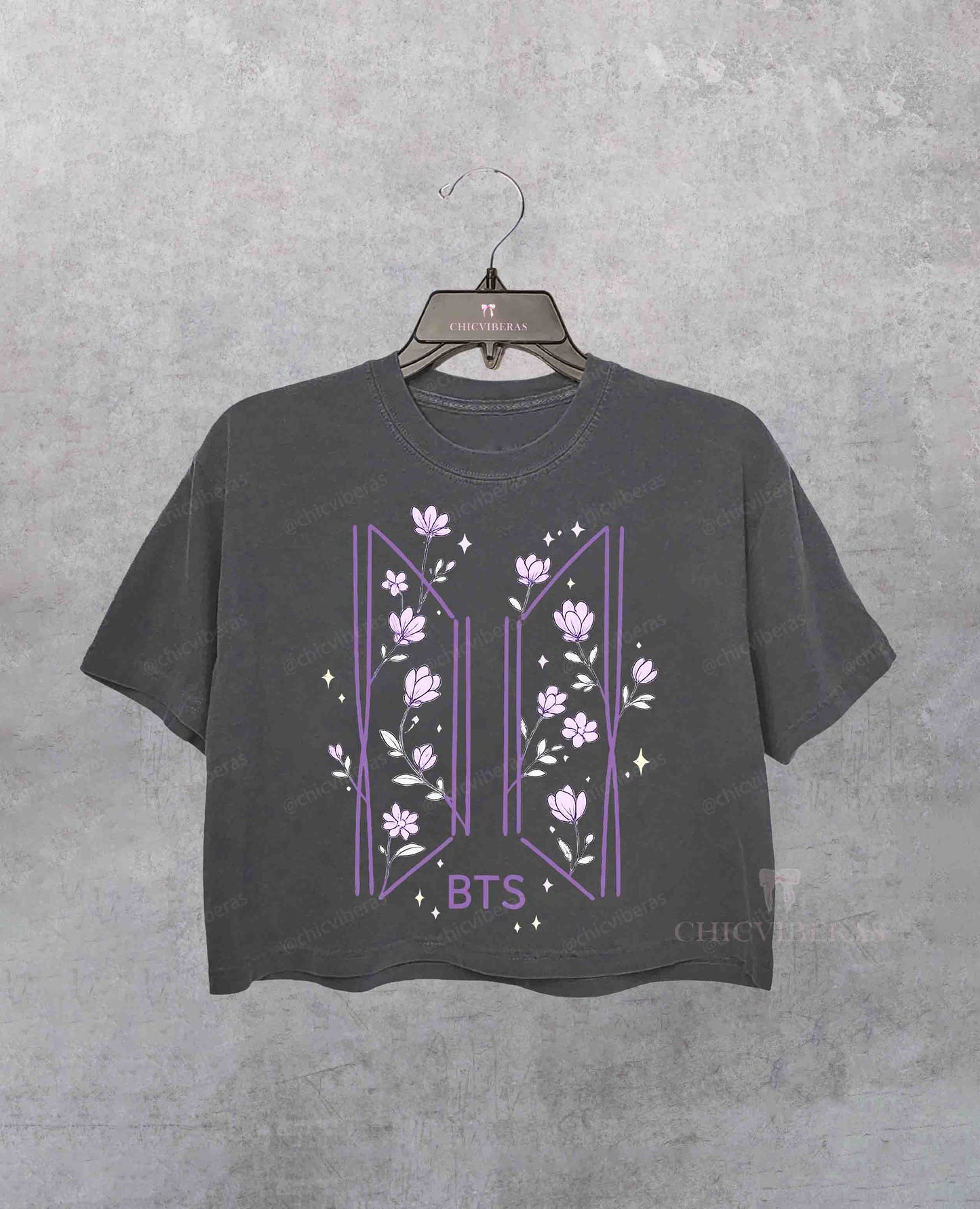 Purple Flower BTS Crop Shirt