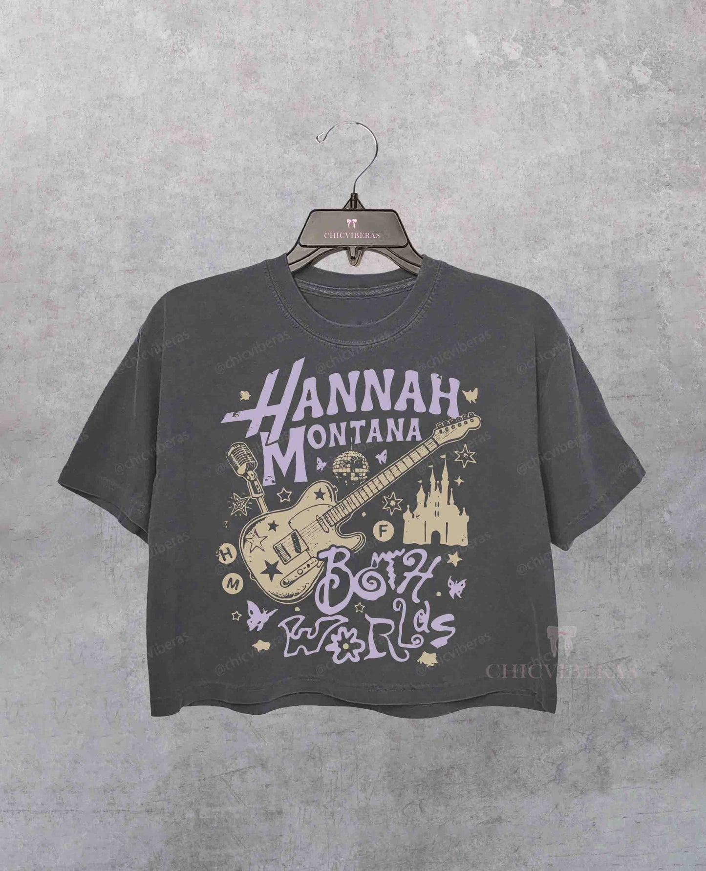 Aesthetic Hannah Guitar and Disco Ball Crop Shirt