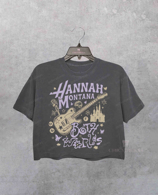 Aesthetic Hannah Guitar and Disco Ball Crop Shirt