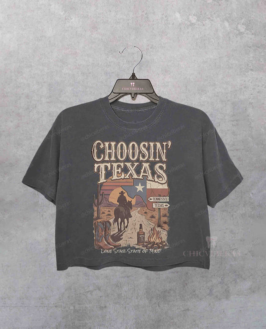Ella Choosin' Texas  Country Music Crop Shirt