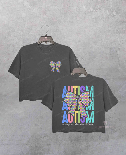Autism Awareness Bow Crop Shirt