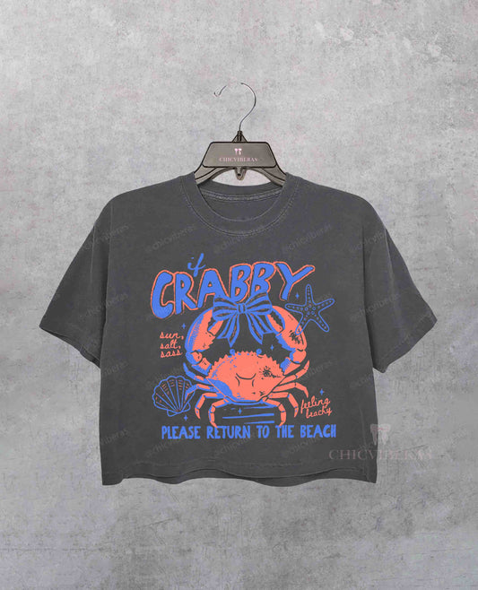 If Crabby Return to the Beach Preppy Summer Crop Shirt