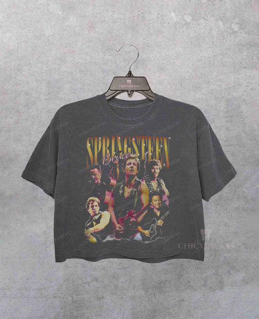 Retro 90s Vintage Bruce Springsteen Crop Shirt