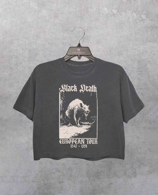 Black Death Gothic Grunge Crop Shirt