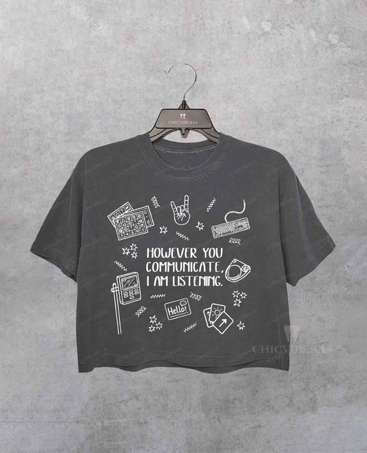 Everyone Communication Speechie AAC Bcba Aba Crop Shirt