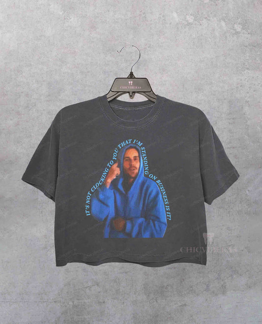 Not Clocking To You Standing On Business Biebs Crop Shirt
