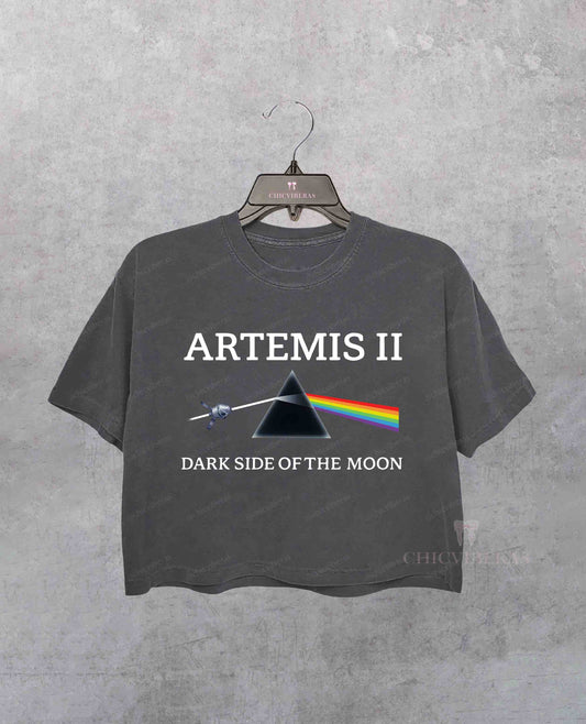 Artemis II Mission Dark Side of the Moon Space Crop Shirt