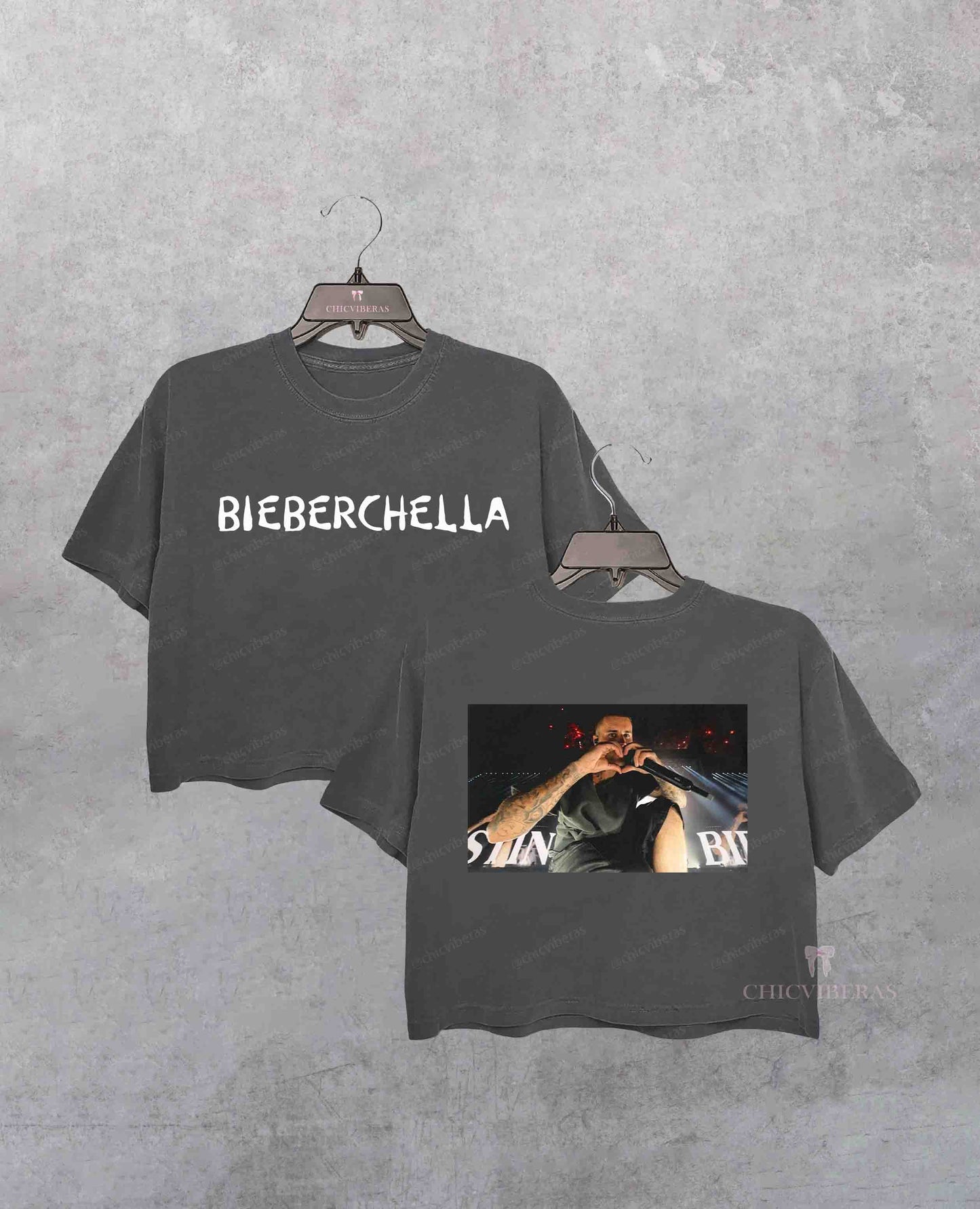 Bieberchella JB Heart Black Crop Shirt
