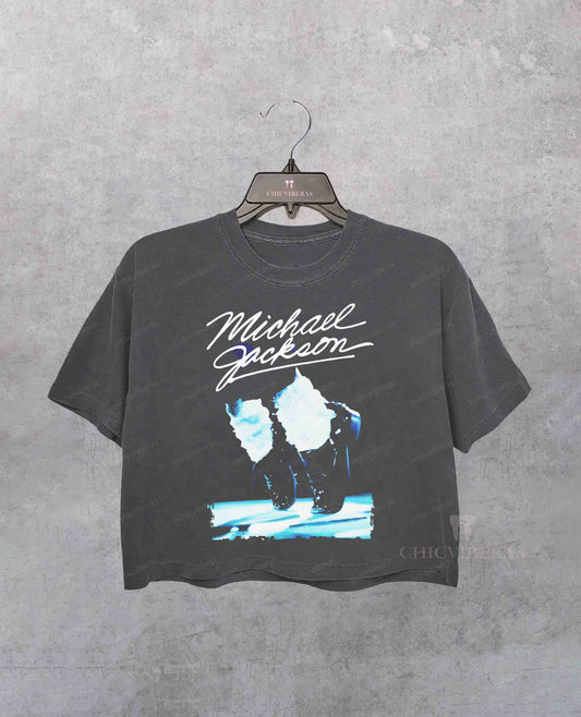 90s Vintage Michael Jackson King of Pop Crop Shirt