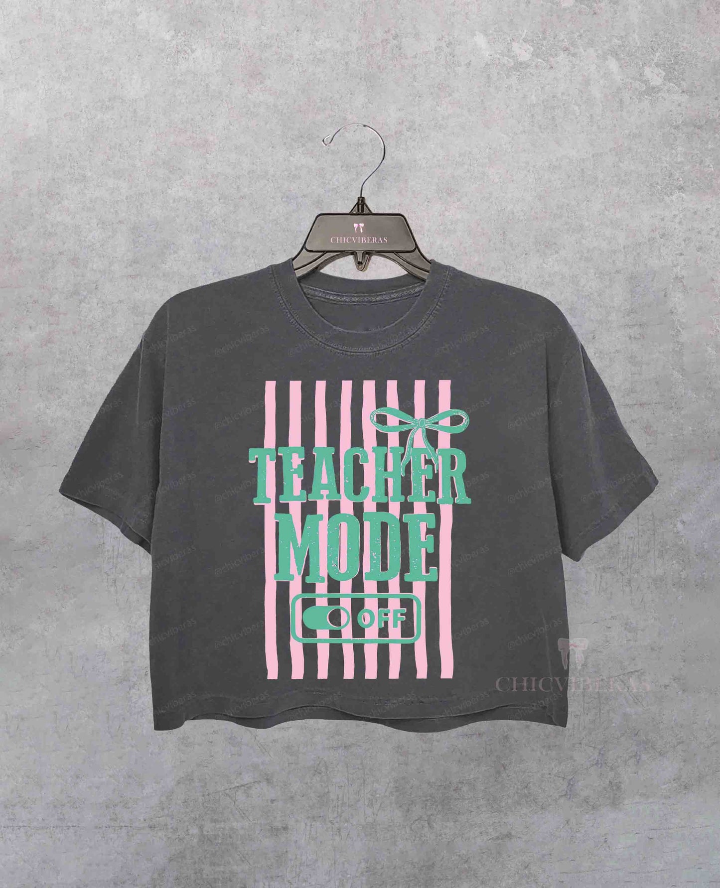 Teacher Mode Striped Last Day Of School Crop Shirt