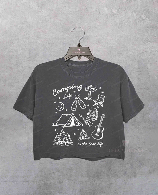 Camping Life Outdoor Adventure Crop Shirt