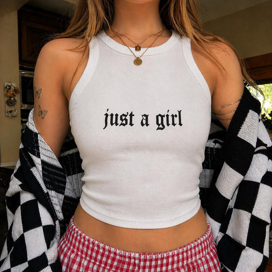 Just A Girl Racer Tank