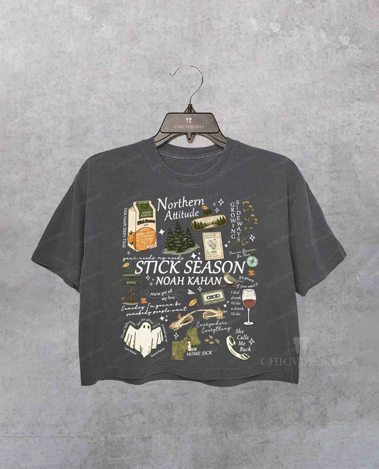 Stick Season Indie Folk Aesthetic Crop Shirt
