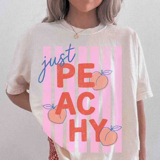 Just Peachy Summer Fruit Food Pun Tee