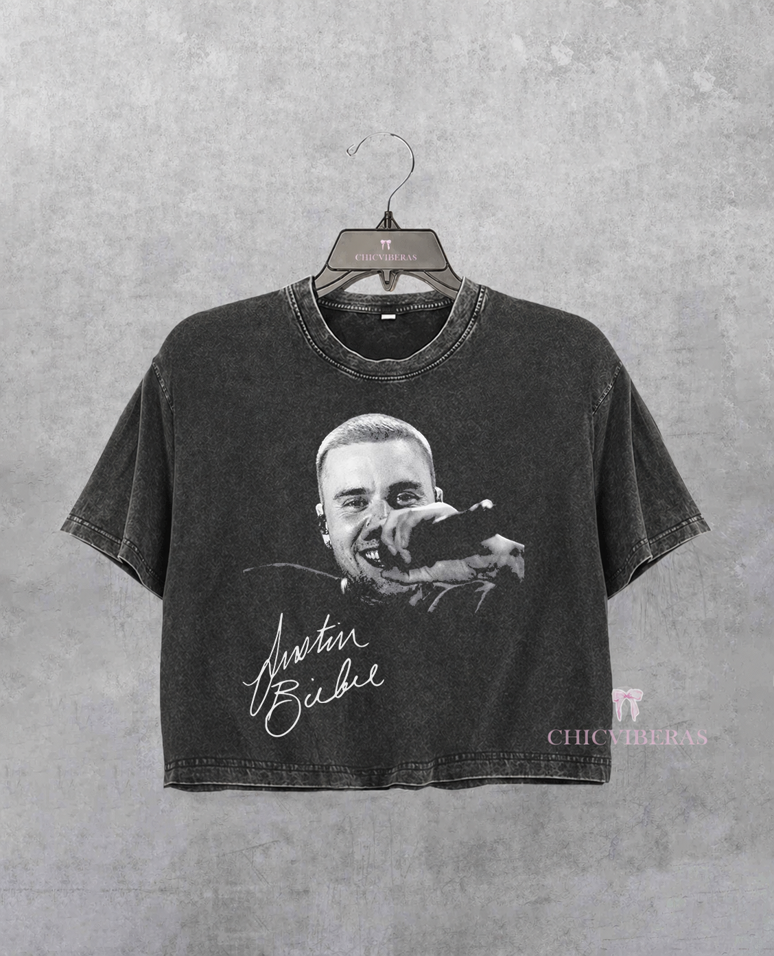 Justin Bieber Retro Music Crop Shirt