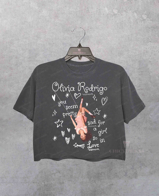 Olivia Rodrigo You Seem Pretty Sad Doodle Crop Shirt