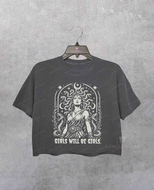 Feminist Medusa Girls Will Be Girls Crop Shirt