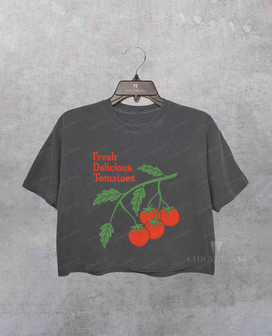 Fresh Delicious Tomatoes Funy FDT Crop Shirt
