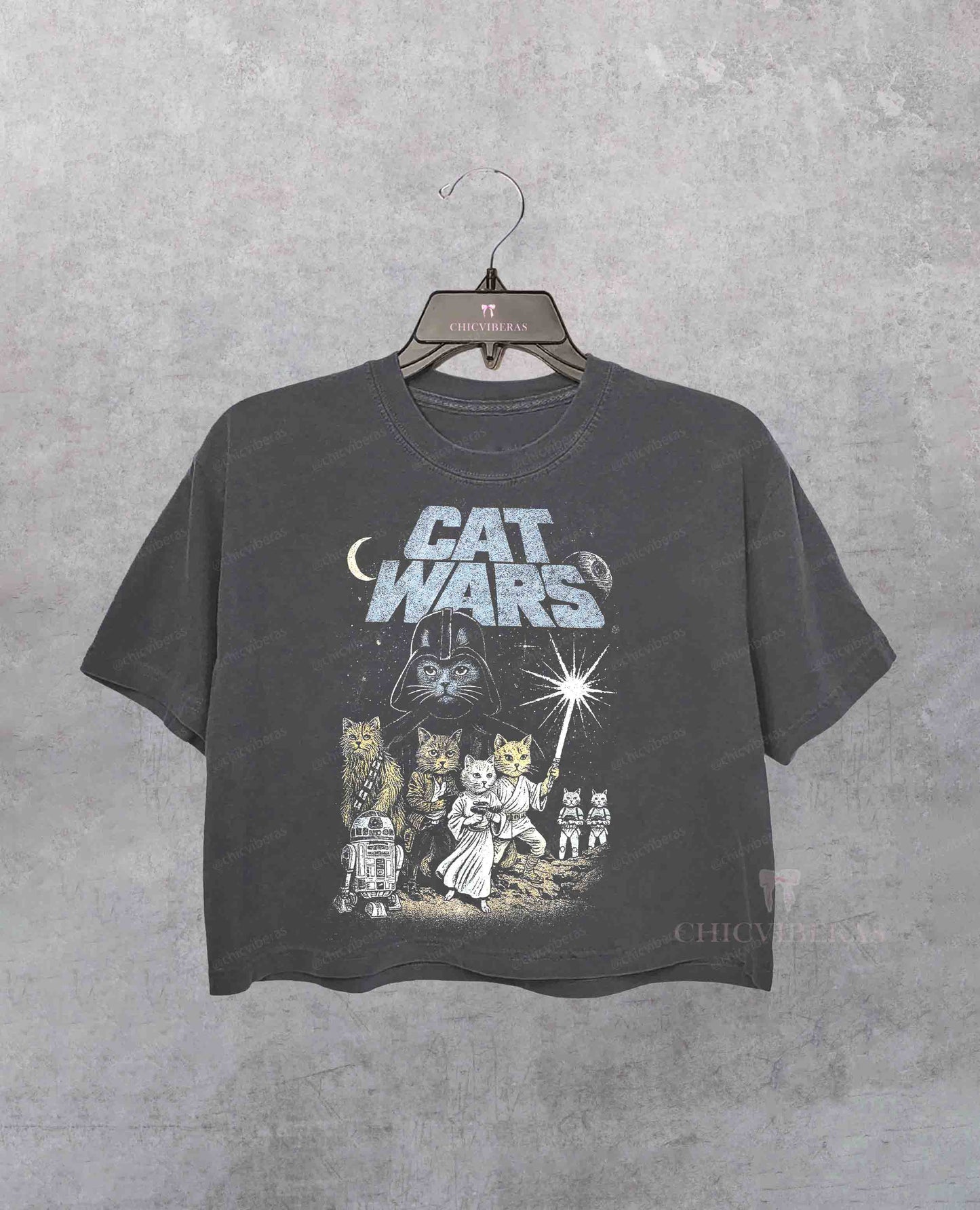 Cat Wars Retro Space Cat Crop Shirt