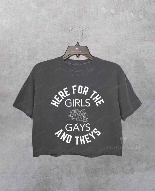 Lesbian Here for the Girls Crop Shirt
