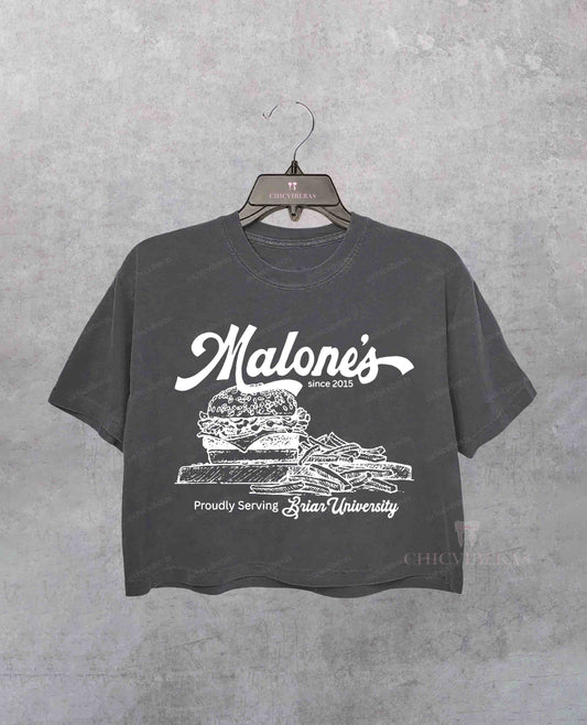 Off Campus Cheeseburger Restaurant Crop Shirt