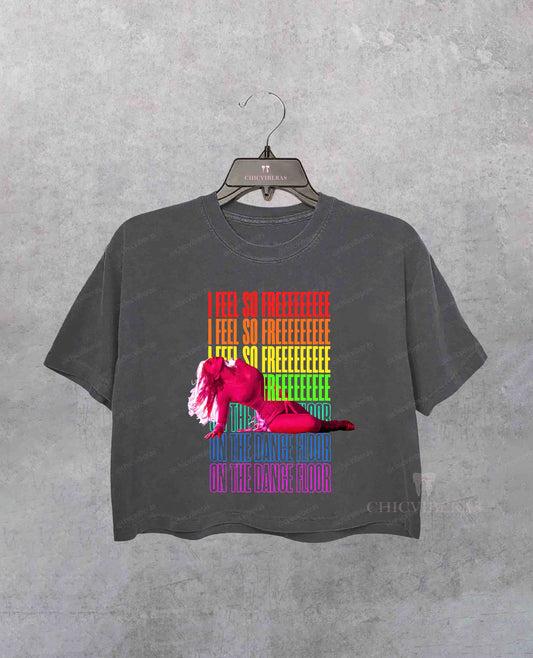 Limited  Pride Feel So Freeee LGBTQ Dance Floor Crop Shirt