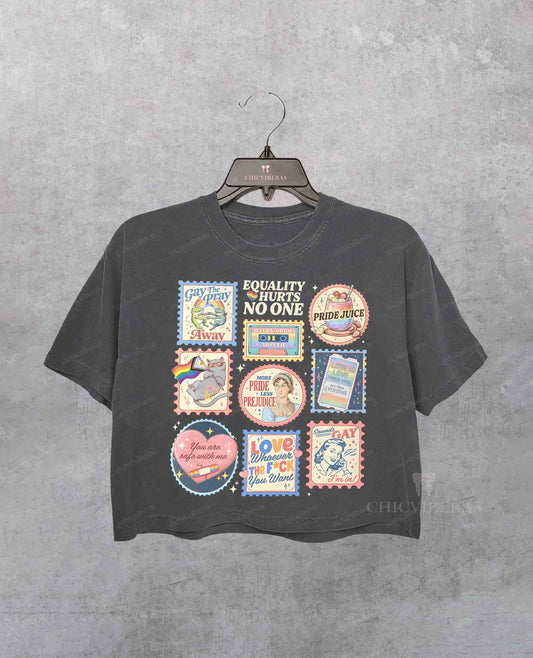 Pride Month LGBTQ Stamps Crop Shirt