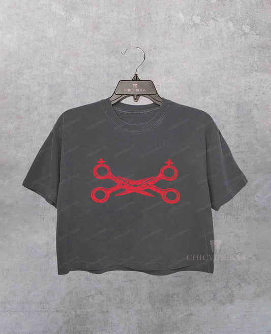 Lesbian Pride Scissors Crop Shirt