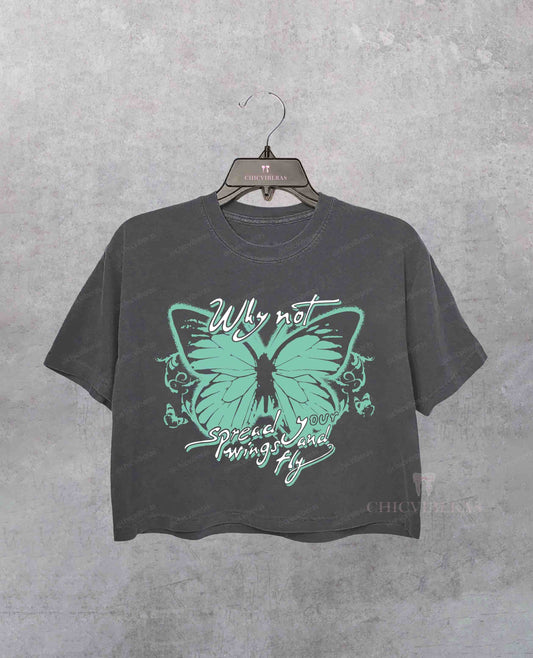 Y2K Hilary Duff Why Not Butterfly Crop Shirt