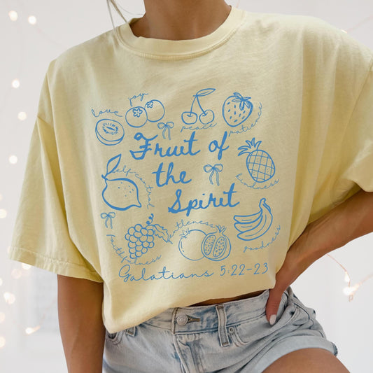 Fruit of the Spirit Christian Doodle Bible Verse Crop Shirt