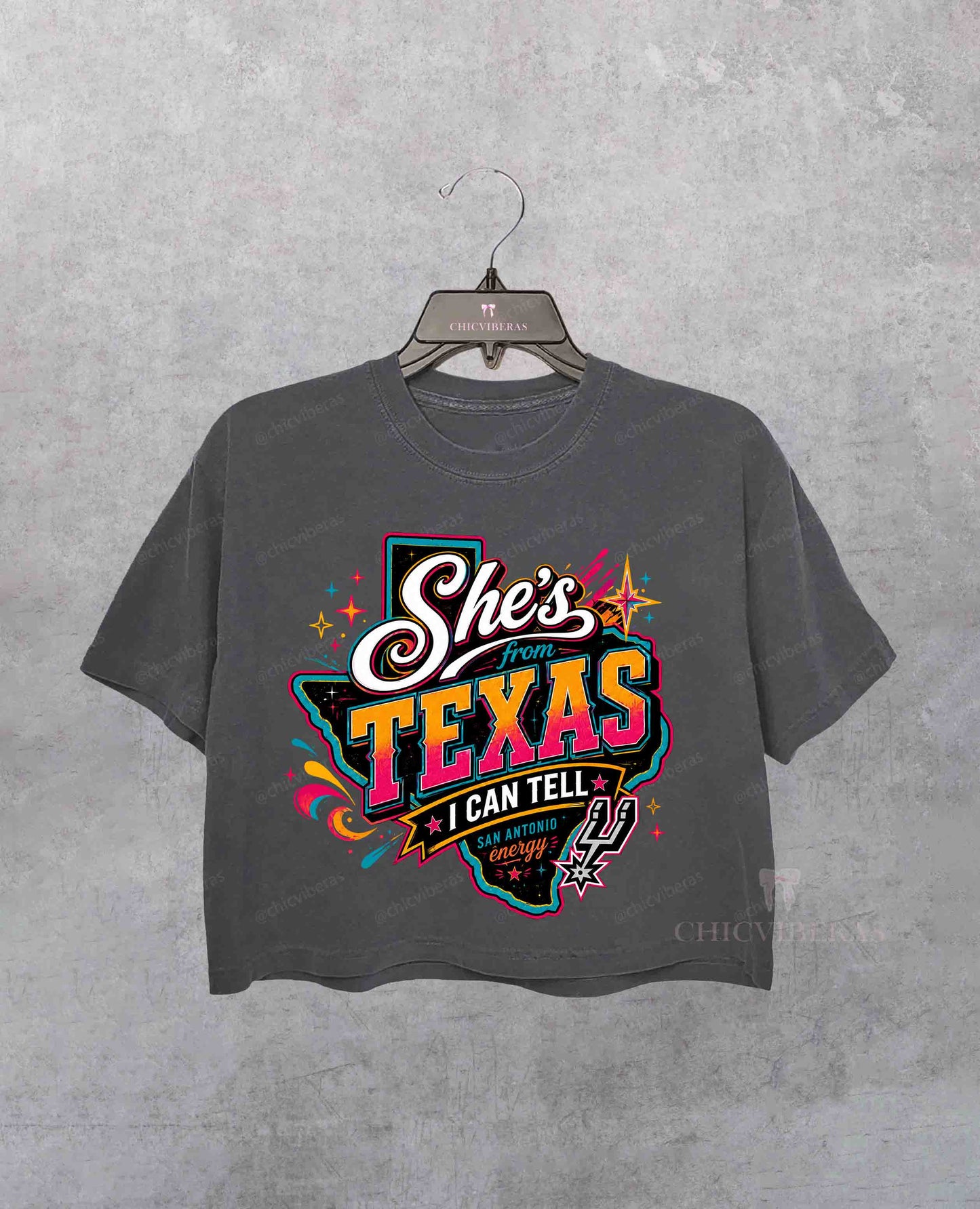 She's From Texas Spurs Fan San Antonio Basketball Crop Shirt