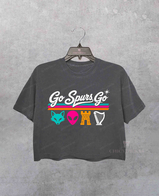 Go Spurs Go San Antonio Spurs Fox Alien Castle Harper Crop Shirt