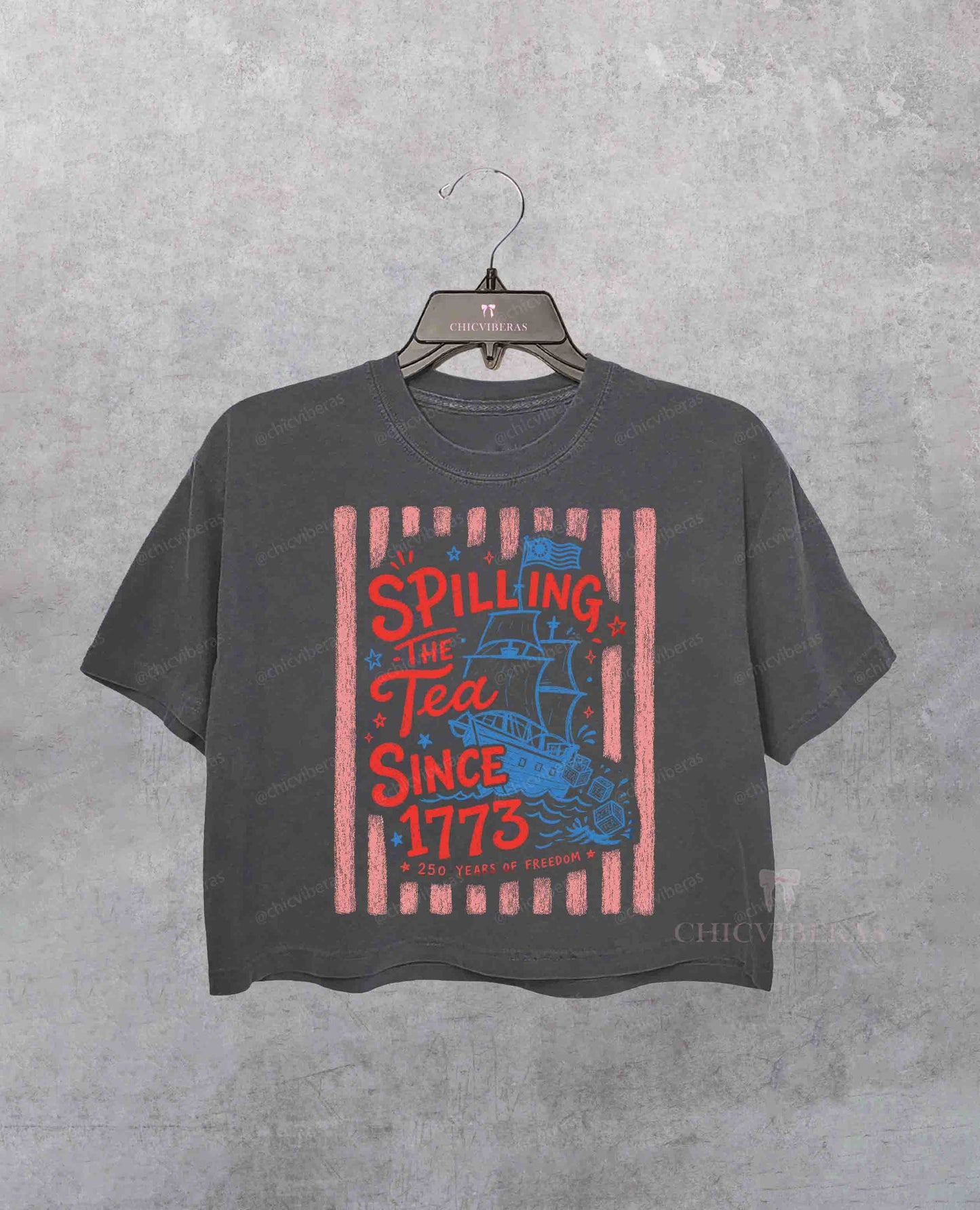 Striped Spilling The Tea Since 1773 4th Of July  Crop Shirt