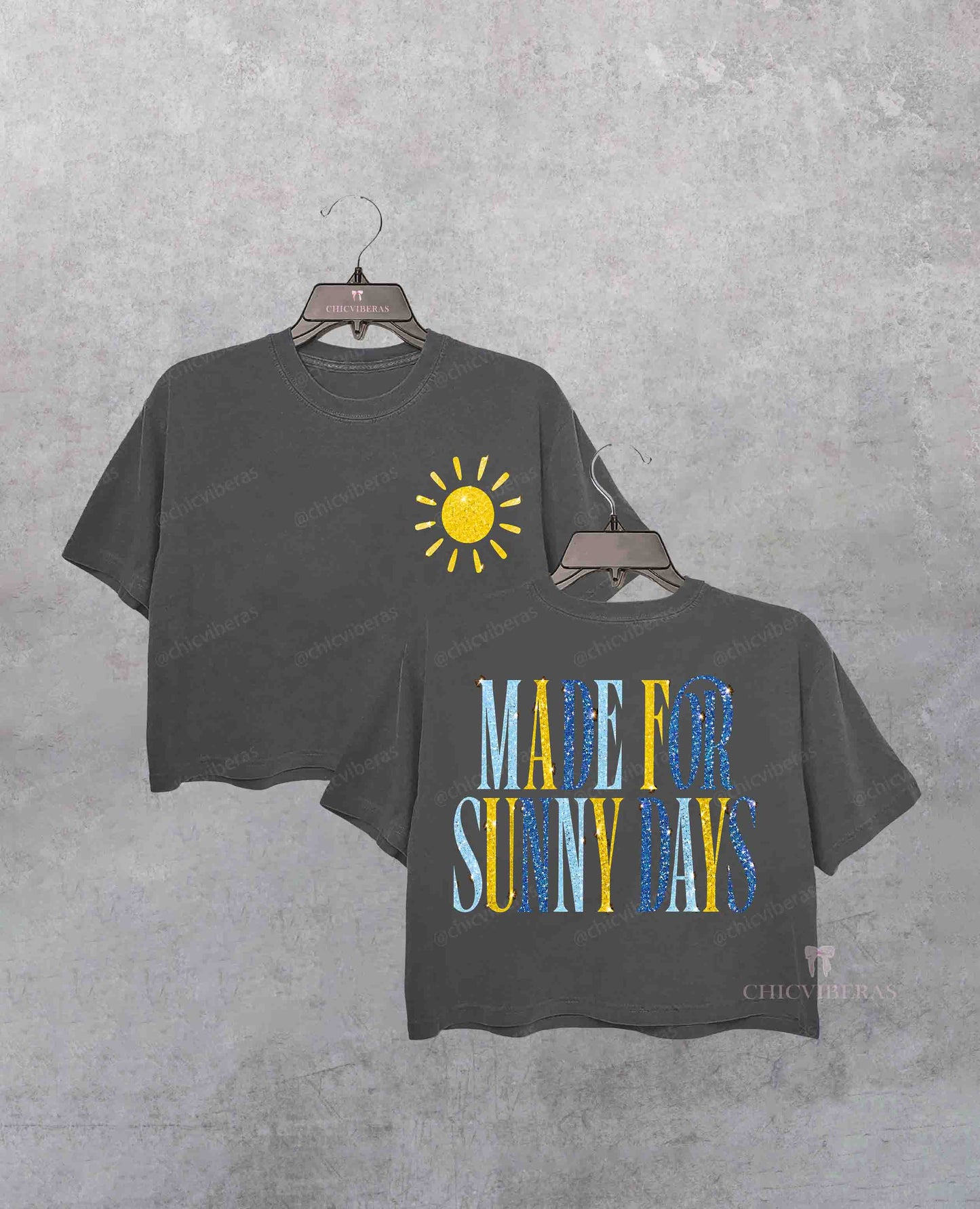 Made For Sunny Days Summer Glitter Crop Shirt
