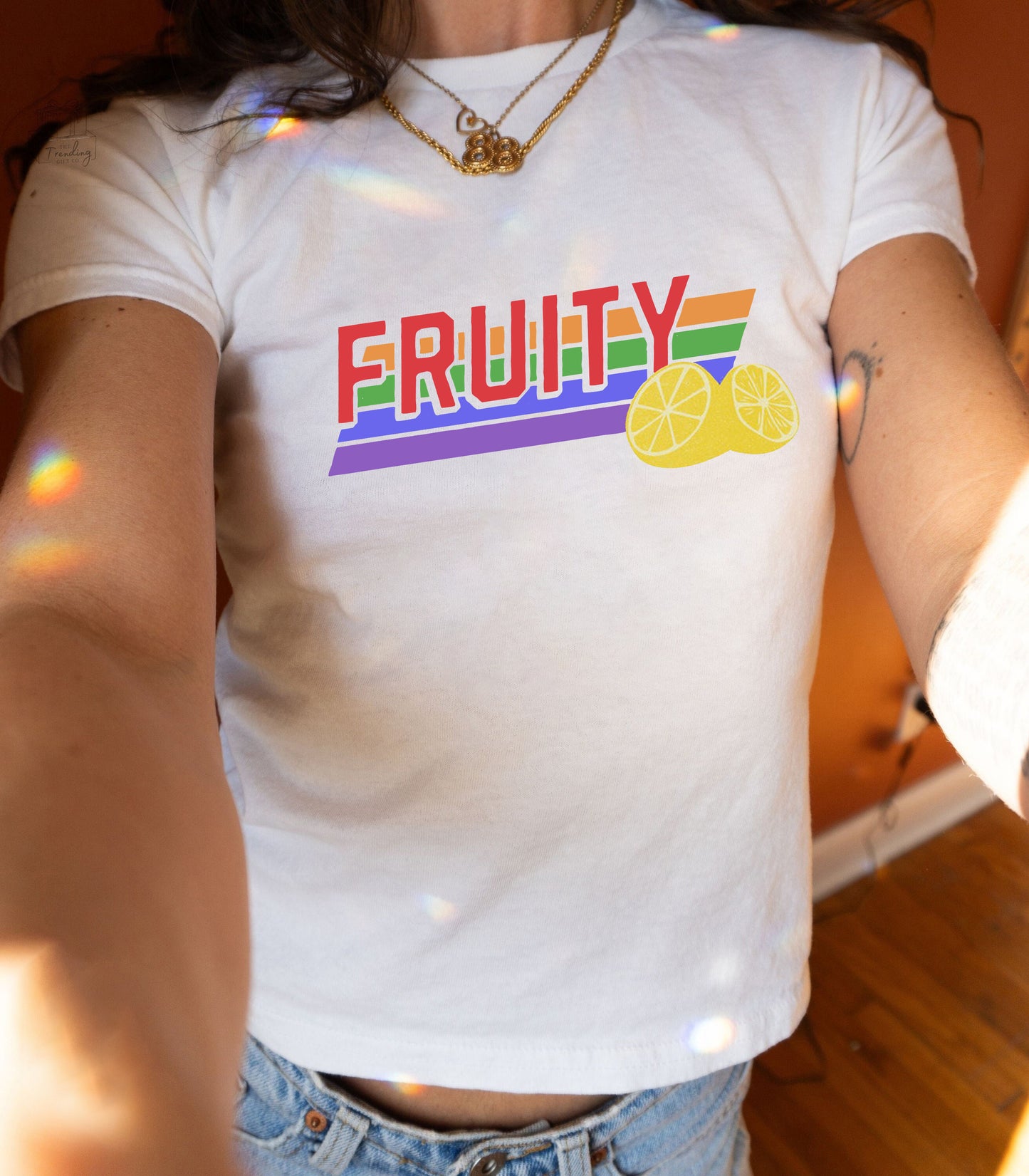 Fruity Lesbian Gay LBGTQ Pride Y2K Baby Tee