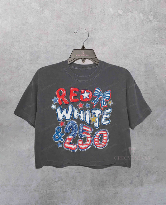 250th Anniversary Red White and 250 Crop Shirt