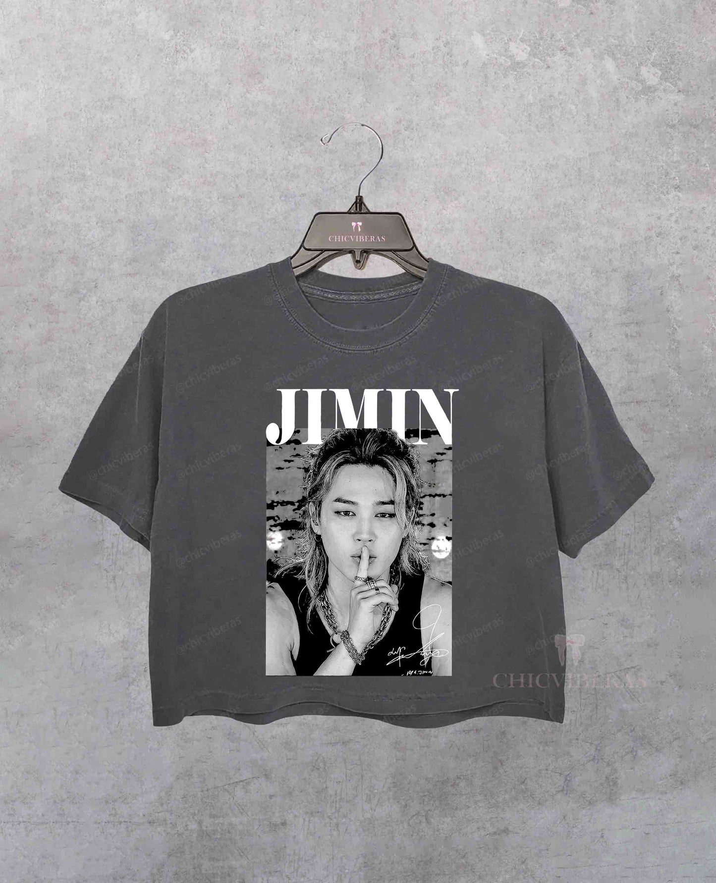 Vintage Kpop Jimin Idol Fan Art Crop Shirt