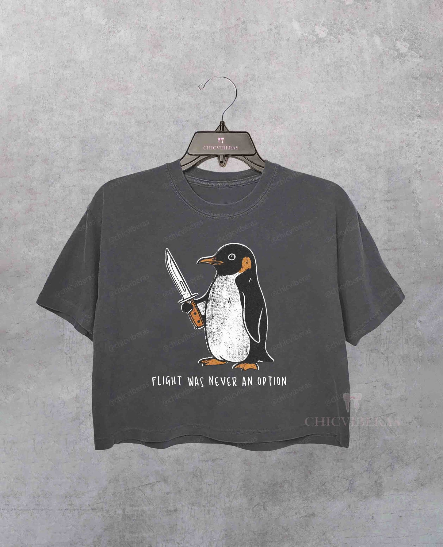Flight Was Never An Option Funny Penguin Crop Shirt